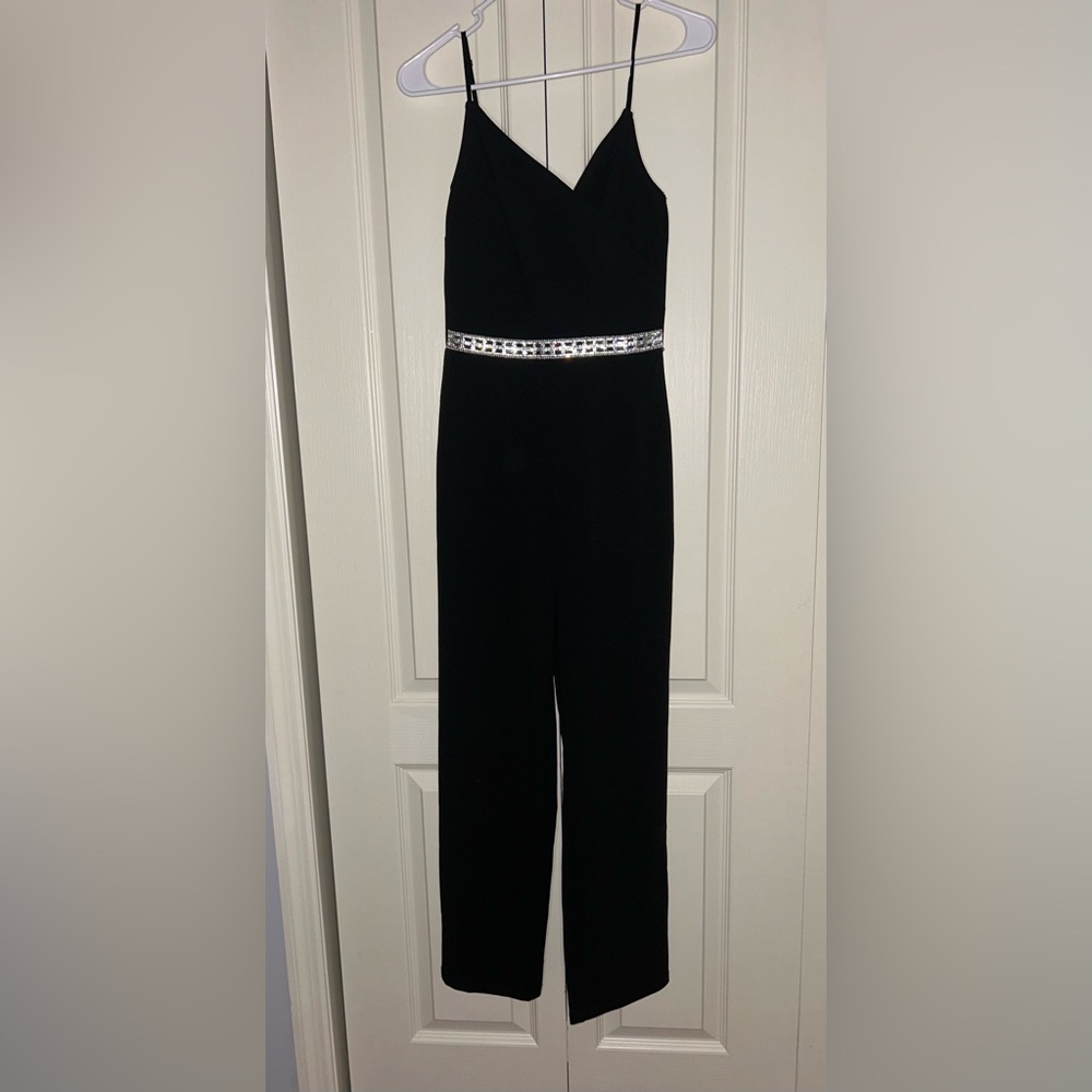 Emerald Sundae Black Jumpsuit with Gemstone Belt